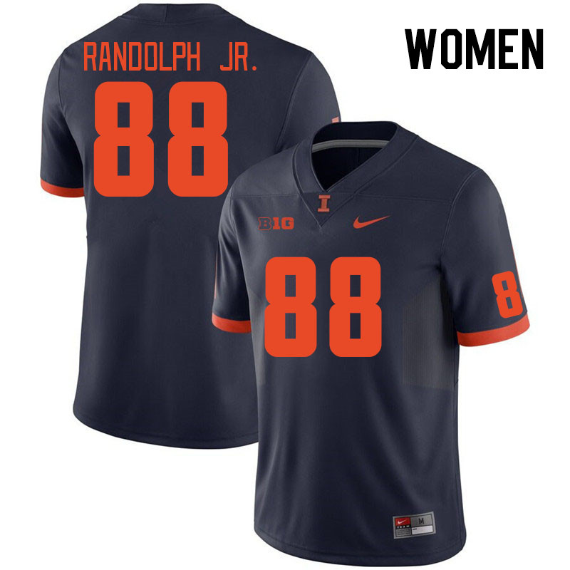 Women #88 Keith Randolph Jr. Illinois Fighting Illini College Football Jerseys Stitched Sale-Navy